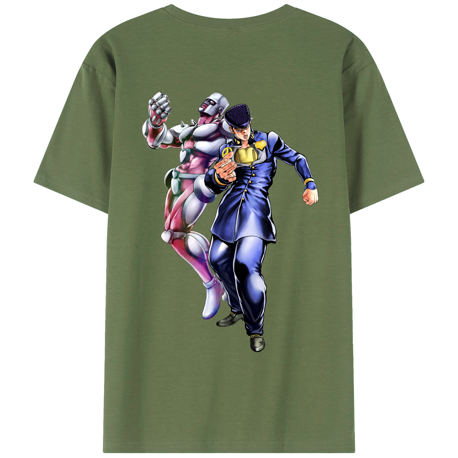 （画像用） ジョジョの奇妙な冒険 ひがしかた じょうすけ JoJo's Bizarre Adventure Higashikata Josuke 綿100％ メンズ半袖Tシャツ（バックプリント） 通気性